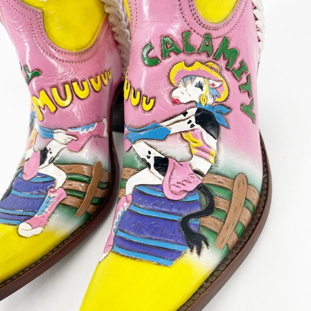 RARE Old Gringo Pink Calamity Cartoon Star Cow Cowgirl Rodeo Boots Women’s 6.5 - Picture 5 of 13
